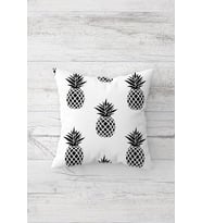 Ananas Desenli Çift Tarafı Baskılı Gizli Fermuarlı Yastık Kılıfı Kırlent Koltuk Yastık Kılıfı (Siyah)