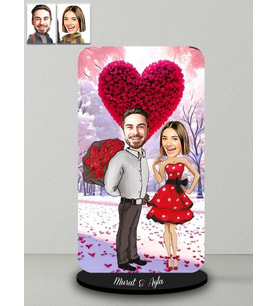 Kişiye Özel Sevgililer Günü Karikatür Ahşap Biblo Model 10-3