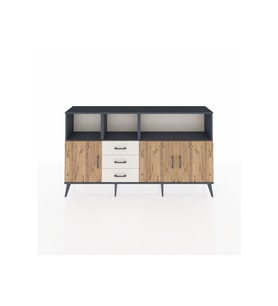 Arges Konsol 5 Raflı 3 Çekmeceli 3 Kapaklı 176x30x99 Antrasit-Çam/Aytaşı