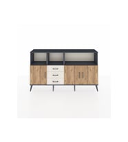 Arges Konsol 5 Raflı 3 Çekmeceli 3 Kapaklı 176x30x99 Antrasit-Çam/Aytaşı