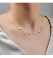 Kişiye Özel Kalp Detaylı İsim Kolye 925K Gümüş (Gold)
