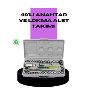 40 Parça Lokma Anahtar Seti Ayna Yüzey Karbon Çelik Dayanıklı Tamir Takımı