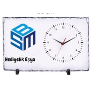 Kurumsal Logolu Dikdörtgen Doğal Taş Masa Saati 25x38 cm – Firmalara Özel Promosyon Saat