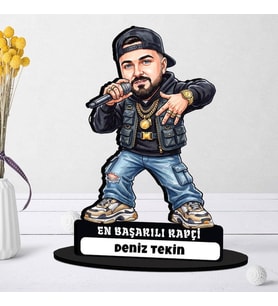 Rapçi Erkeğe Hediye Kişiye Özel Karikatürlü Biblo