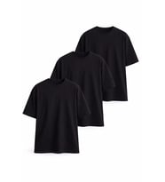 Monox Oversize Unisex  3'lü T-Shirt %100 Pamuk Rahat Kesim (Siyah)