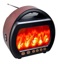 UltraTekno FP-535 El Fenerli Büyük Boy Nostaljik Radyo Fm Ahşap Şömine Görünümlü Bluetooth Hoparlör (Kahverengi)