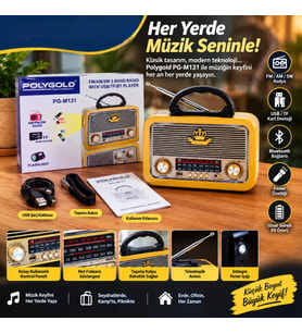 Retro Nostaljik FM/AM/SW 3 Bant Radyo, Kablosuz Bluetooth Hoparlör, USB ve TF Kart Destekli, Entegre Fenerli Taşınabilir Müzik Kutusu