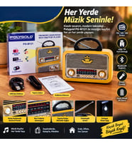 Retro Nostaljik FM/AM/SW 3 Bant Radyo, Kablosuz Bluetooth Hoparlör, USB ve TF Kart Destekli, Entegre Fenerli Taşınabilir Müzik Kutusu