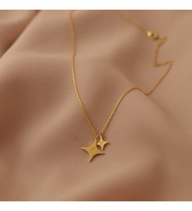 Kişiye Özel Parıltı Model Çift Harf Kolye 925K Gümüş (Gold) Sevgiliye Hediye Takı