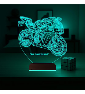 Luvivia Motor Motorcu Motosiklet Kişiye Özel 3D Lamba - Masa Gece Lambası