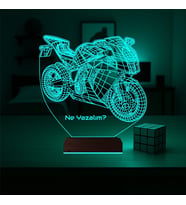 Luvivia Motor Motorcu Motosiklet Kişiye Özel 3D Lamba - Masa Gece Lambası