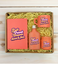 BK Gift Kişiye Özel İsimli DTF Best Friend Temalı Somon Defter & Kahve Fincanı & Kolonya & Mum Hediye Seti-3, Arkadaşa Hediye, Doğum Günü Hediyesi