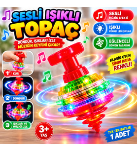 Sesli Işıklı Topaç 1 Adet Renkli Dönen Eğlenceli Topaç Oyuncağı