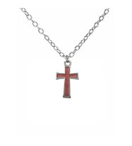 Kırmızı Mineli Gotik Haç Kolye – Unisex Metal Takı, 60 cm Zincirli Gotik & Alternatif Stil (Gümüş)