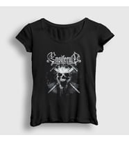 Presmono Kadın Siyah Skull Ensiferum T-Shirt 145608tt