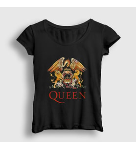 Presmono Kadın Siyah Logo Queen T-Shirt 102059tt