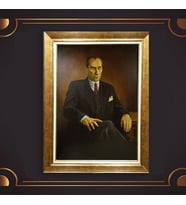 Altın Varaklı Çerçeveli Paspartulu Atatürk Tablo z4844 (Gold)