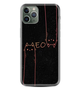 Apple iPhone 11 12 13 14 Pro Max Kılıf Desemli Silikon Meow 1657