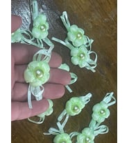 6X3 CM İNCİ BONCUKLU 10 ADET YEŞİLK ÇİÇEK HOBİ AKSESUARI