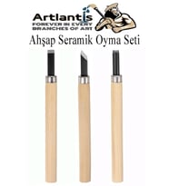 Ahşap Seramik Oyma Seti 3 lü 1 Paket İskarpela Seti Paslanmaz Çelik Bıçaklı Ağaç Oyma Heykel Hobi Kretuar Gravür (Naturel)