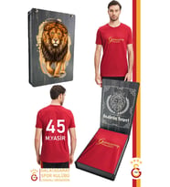 Galatasaray Orijinal Lisanslı Kırmızı Erkek Kişiye Özel T-Shirt Hediyelik Ahşap Kutulu