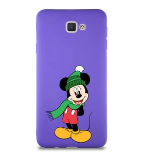 Samsung Galaxy J7 Prime 2 Soft Premier Kapak Mickey Mouse-G Tasarımlı Silikon Kılıf - Mor (Şeffaf)