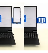 3D Baskı Monitor Telefon Tutucu - Petek Desenli Laptop Kenar Telefon Tutucu-Mavi