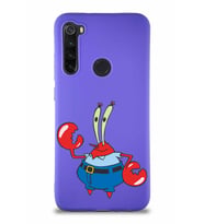 Xiaomi Redmi Note 8 Soft Premier Kapak Bay Yengeç Tasarımlı Silikon Kılıf - Mor (Şeffaf)
