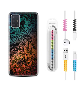 Samsung a71 A72 A73 A7 A9 2018 C7 C9 Kılıf Kablo Koruma Spiral Silikon İşaretler Tuval 1716