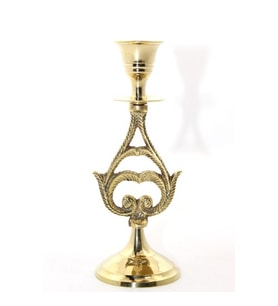 Periboia Tekli Pirinç Şamdan Model 6 (Siyah-Kırmızı)