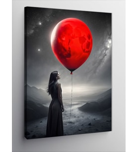 Kanvas Tablo Kırmızı Uçan Balonlu Kız