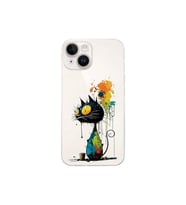 iPhone 14 Plus ile Uyumlu Splash Kedi Tasarımlı Şeffaf Silikon Kılıf