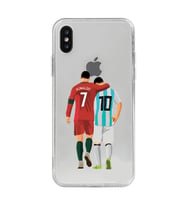Iphone Xsmax Uyumlu Lionel Messi ve Cristiano Ronaldo Desenli Şeffaf Telefon Kılıfı
