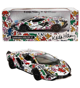 1:32 Sesli ve Işıklı RMZ Hobby Keith Haring Serisi Die Cast Çek Bırak Model Araba - Renkli Lamborghini Sian Fkp 37