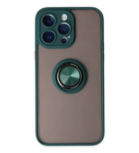 iPhone 14 Pro Max Kılıf Montreal Yüzüklü Silikon Kapak - Yeşil