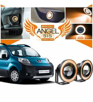 Peugeot Bipper Uyumlu, Universal Mercekli Led Angel Sis Farı, 76mm Turuncu Renk