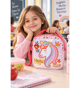 Unicorn Beslenme Çantası Çocuk Okul Yemek Çantası Günlük Kullanım Sweet and Sparkly 22x22x10 cm