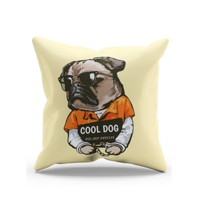 Moud's Çift Tarafı Baskılı Cool Pug Köpek Desenli Süet Kırlent Kılıfı  PL804