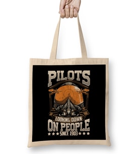 Funny Pilots Looking Down On People Since 1903 Pun Bez Çanta Uzun Saplı