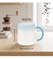 Kişiye Özel Degrade Açık Mavi Seramik Kupa (300 ml) İsme Özel Geçişli Tasarım Kupa Bardak