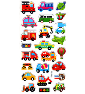 Sticker Kabartmalı Stiker Çıkartma Etiket (XHC070)-18x9 cm- Şirin Araba