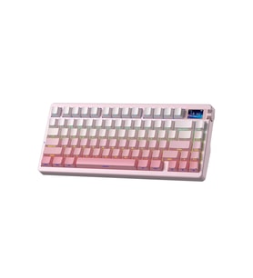 Nova75 Mekanik RGB Klavye TKL Strawberry Mint Switch Tri Mode Kablosuz Makrolu Hot Swap Gaming Oyuncu Klavyesi Gradyan Pembe