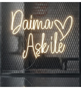 Daima Aşk ile – Düğün Dekorasyonu – Neon Led Tabela 65 cm genişlik (Günışığı)