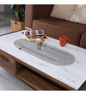 Jüt Dekoratif Runner - Bohem Masa Örtüsü, Sehpa Örtüsü, Amerikan Servis, 30x70CM, Doğal ve Modern Tasarım (Gri)