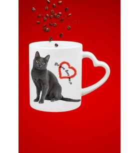 Sevimli Kedi Siyah Kedi Baskılı Hediye Kalp Kupa Bardak Porselen Çay Kahve Fincanı