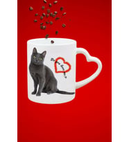 Sevimli Kedi Siyah Kedi Baskılı Hediye Kalp Kupa Bardak Porselen Çay Kahve Fincanı