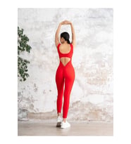 Kırmızı Arkası Büzgülü ( Scrunch Butt ) Spor Tayt Tulum