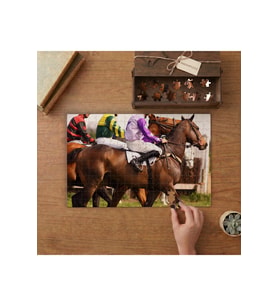 Atların Üstündeki Jokeyler Tasarımı 240 parça Ahşap Puzzle Ahşap Kutuda MP03565