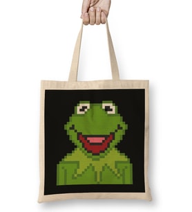 Kermit The Muppets Pixel Character Bez Çanta Uzun Saplı