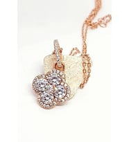 Yonca Figürlü Swarovski Taşlı Gümüş Bayan Kolye